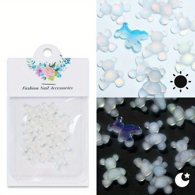 Glow Bear Nail Art Charms Resin Rhinestone Accessories