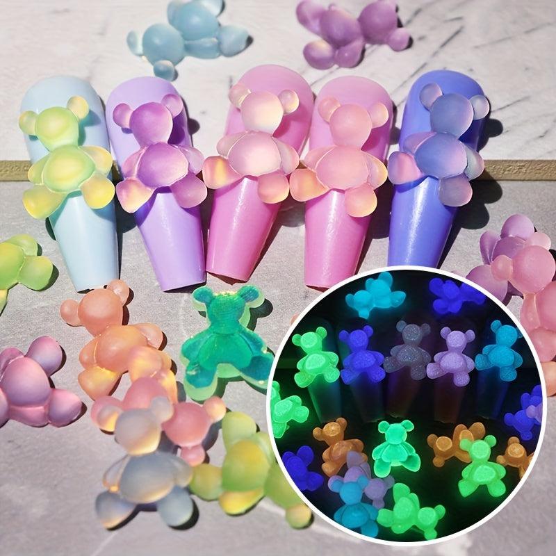 Glow Bear Nail Art Charms Resin Rhinestone Accessories