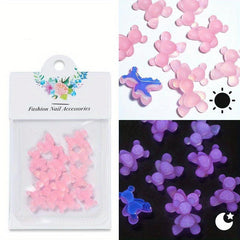 Glow Bear Nail Art Charms Resin Rhinestone Accessories
