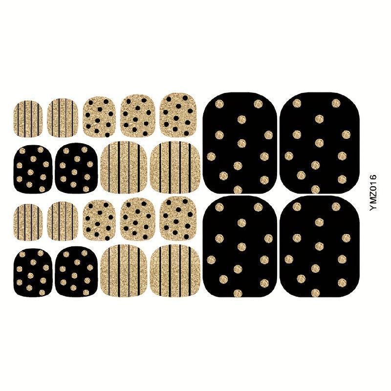 8 Pack Glitter Toe Nail Stickers Full Cover Art Supplies for Women Summer Style