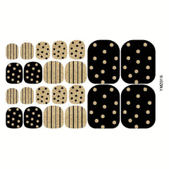 8 Pack Glitter Toe Nail Stickers Full Cover Art Supplies for Women Summer Style