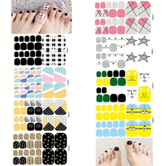 8 Pack Glitter Toe Nail Stickers Full Cover Art Supplies for Women Summer Style