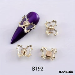 3D Butterfly Nail Charms with Rhinestones & Bearing for Acrylic Nails