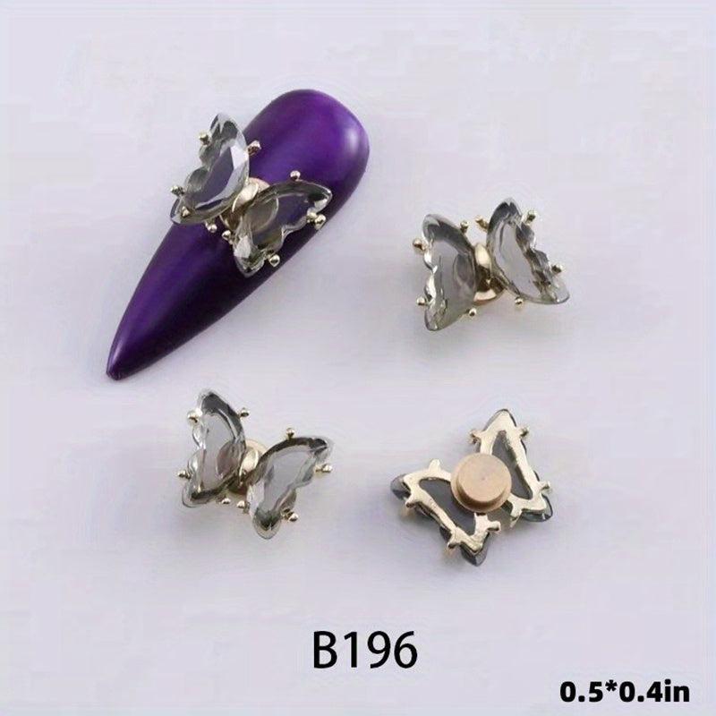 3D Butterfly Nail Charms with Rhinestones & Bearing for Acrylic Nails