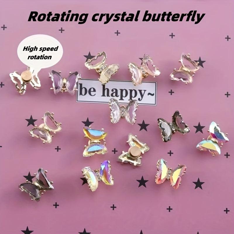 3D Butterfly Nail Charms with Rhinestones & Bearing for Acrylic Nails