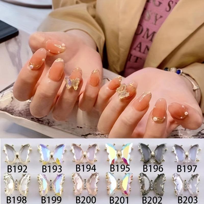 3D Butterfly Nail Charms with Rhinestones & Bearing for Acrylic Nails
