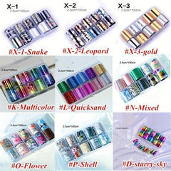Starry Sky Nail Art Foil Stickers and Printed Nail Transfer Decals Kit