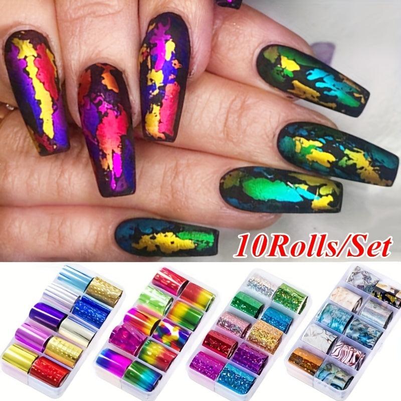 Starry Sky Nail Art Foil Stickers and Printed Nail Transfer Decals Kit