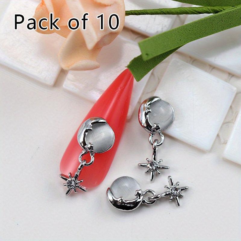 10pcs Alloy Nail Charms Cat Eye Rhinestones DIY