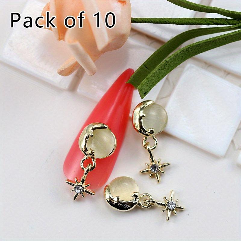 10pcs Alloy Nail Charms Cat Eye Rhinestones DIY