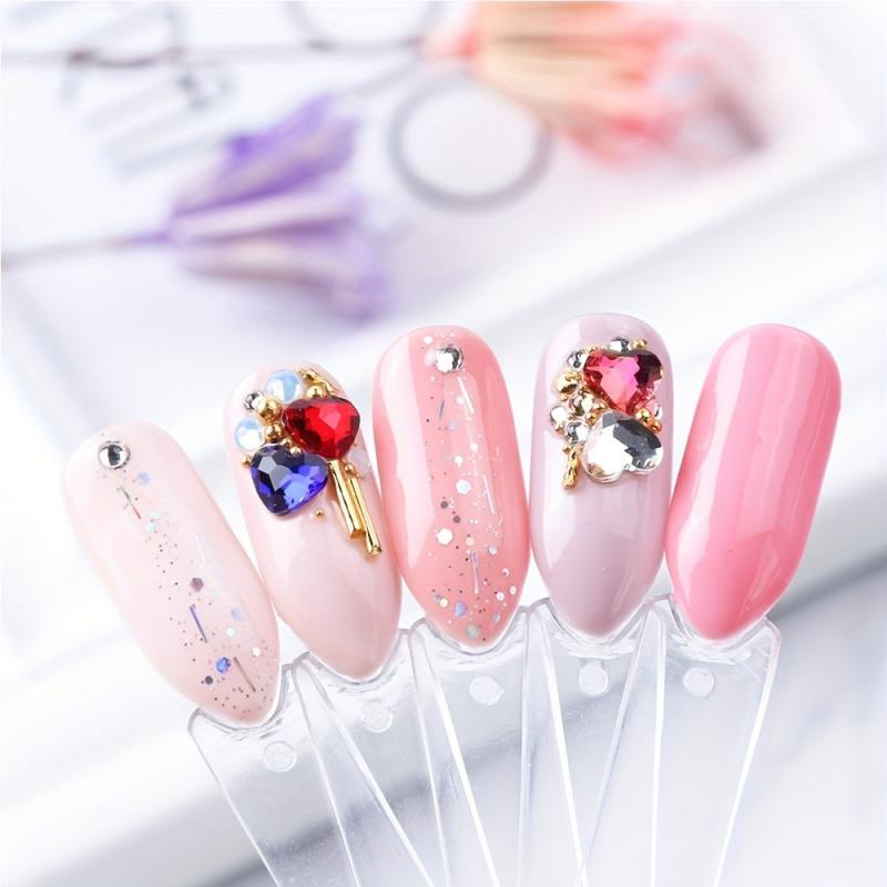 50pcs 3D Heart Nail Charms Rhinestone Manicure Decorations