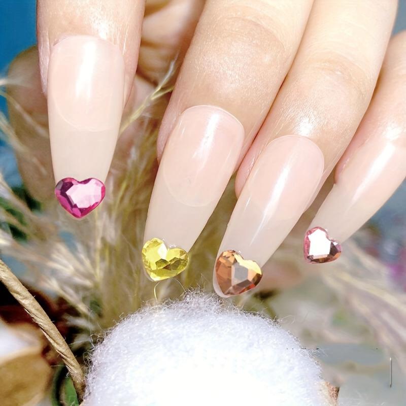 50pcs 3D Heart Nail Charms Rhinestone Manicure Decorations