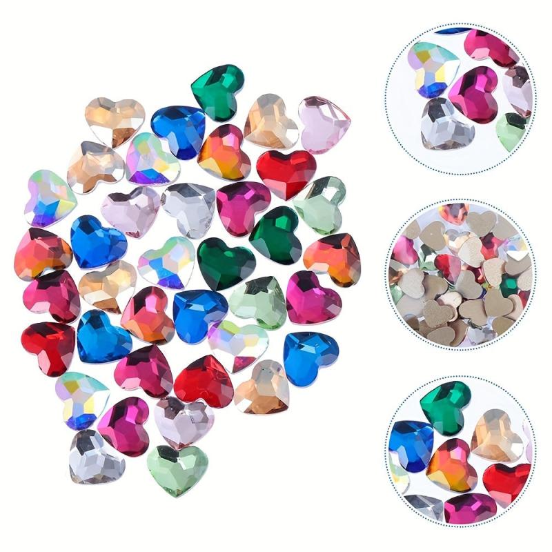 50pcs 3D Heart Nail Charms Rhinestone Manicure Decorations