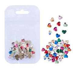 50pcs 3D Heart Nail Charms Rhinestone Manicure Decorations
