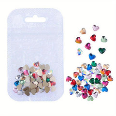 50pcs 3D Heart Nail Charms Rhinestone Manicure Decorations