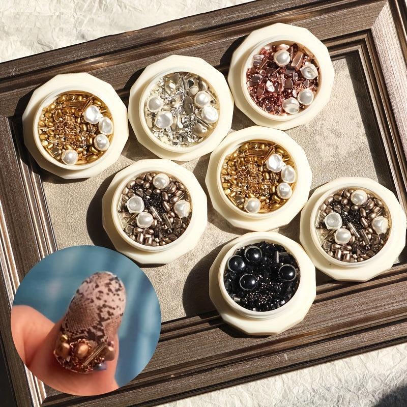 Sparkling 3D Flower Nail Art Decals with Rhinestone Ornaments