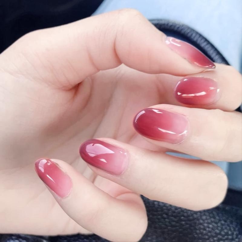 Pink Glitter Square Press On Nails for Women and Girls