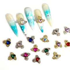 12pcs Planet Nail Art Charms With Rhinestones 3D Heart Nail Art Gemstones