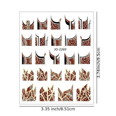 4 Pcs Leopard Print Geometric Nail Art Stickers 3D Adhesive Decal