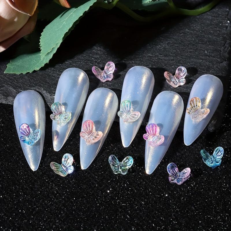 Aurora Glitter 3D Colorful Butterfly Nails Jewelry DIY Resin Manicure Decals