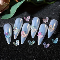 Aurora Glitter 3D Colorful Butterfly Nails Jewelry DIY Resin Manicure Decals