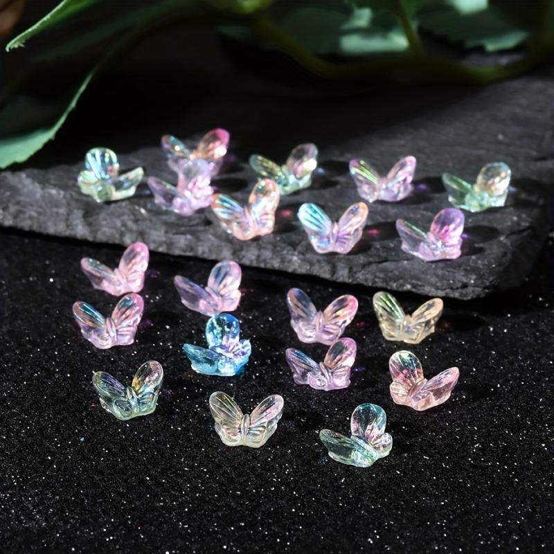 Aurora Glitter 3D Colorful Butterfly Nails Jewelry DIY Resin Manicure Decals