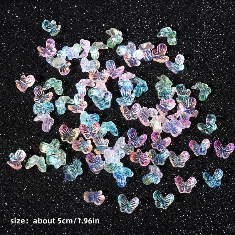 Aurora Glitter 3D Colorful Butterfly Nails Jewelry DIY Resin Manicure Decals