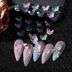 Aurora Glitter 3D Colorful Butterfly Nails Jewelry DIY Resin Manicure Decals
