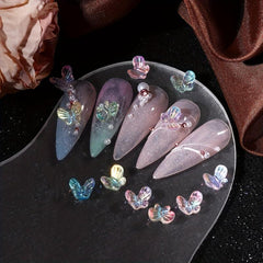 Aurora Glitter 3D Colorful Butterfly Nails Jewelry DIY Resin Manicure Decals