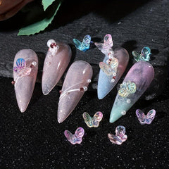 Aurora Glitter 3D Colorful Butterfly Nails Jewelry DIY Resin Manicure Decals