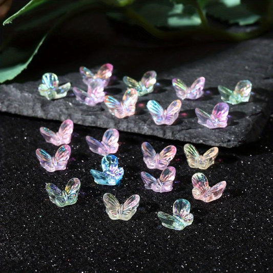 Aurora Glitter 3D Colorful Butterfly Nails Jewelry DIY Resin Manicure Decals