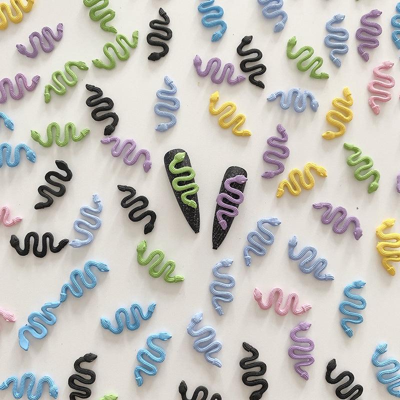 Resin Snake Nail Charms Retro Nail Jewelry Accessories 10 Pcs