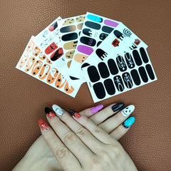 6 Sheets Halloween Nail Wraps Stickers Self Adhesive Full Wraps DIY