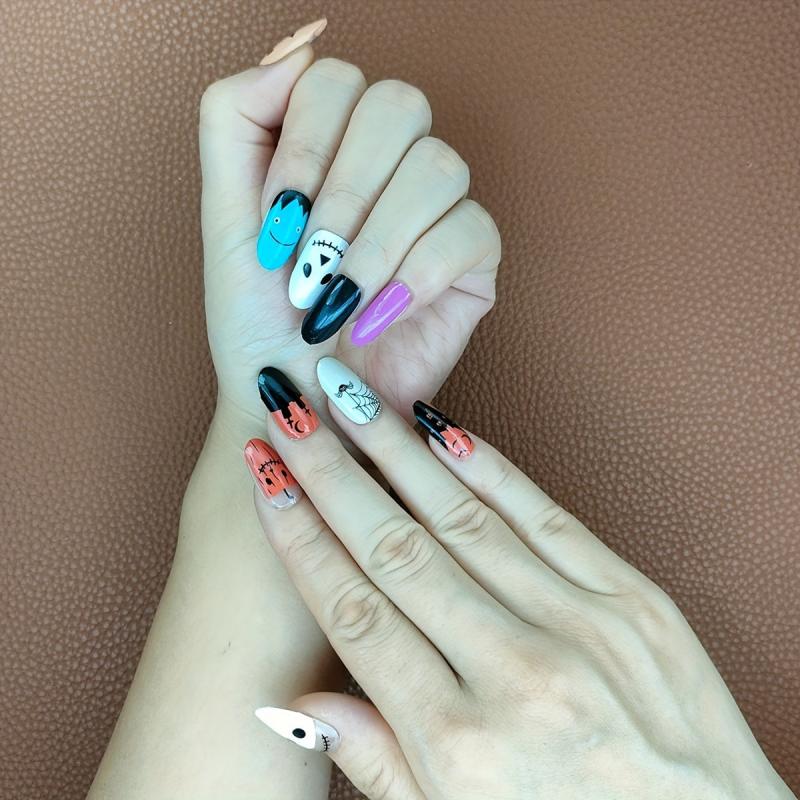 6 Sheets Halloween Nail Wraps Stickers Self Adhesive Full Wraps DIY