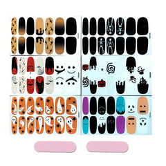 6 Sheets Halloween Nail Wraps Stickers Self Adhesive Full Wraps DIY