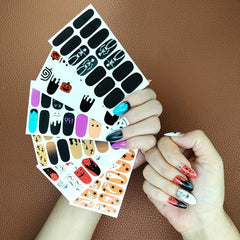 6 Sheets Halloween Nail Wraps Stickers Self Adhesive Full Wraps DIY
