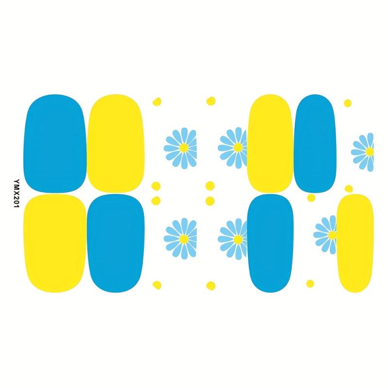 Colorful Full Cover Nail Decal Strips 8 Sheets Pack