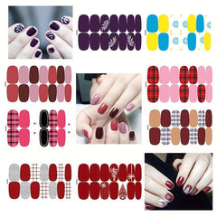 Colorful Full Cover Nail Decal Strips 8 Sheets Pack