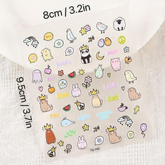 5D Embossed Crown Panda Nail Art Sticker Nail Transfer Sliders