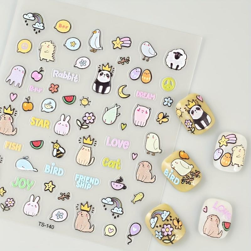 5D Embossed Crown Panda Nail Art Sticker Nail Transfer Sliders