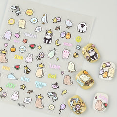 5D Embossed Crown Panda Nail Art Sticker Nail Transfer Sliders