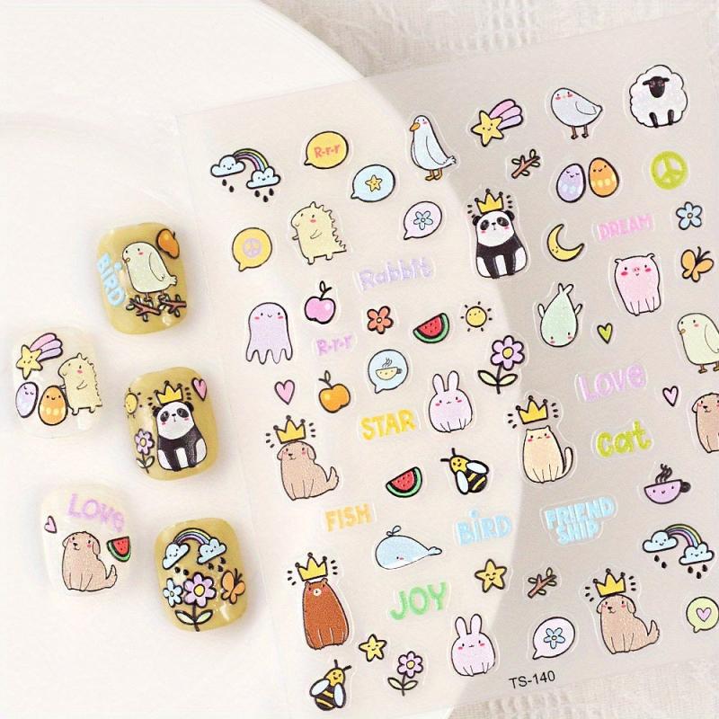 5D Embossed Crown Panda Nail Art Sticker Nail Transfer Sliders