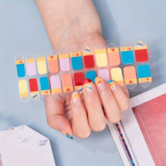 Colorful Flower Full Cover Nail Decal Strips Self Adhesive Manicure Kits