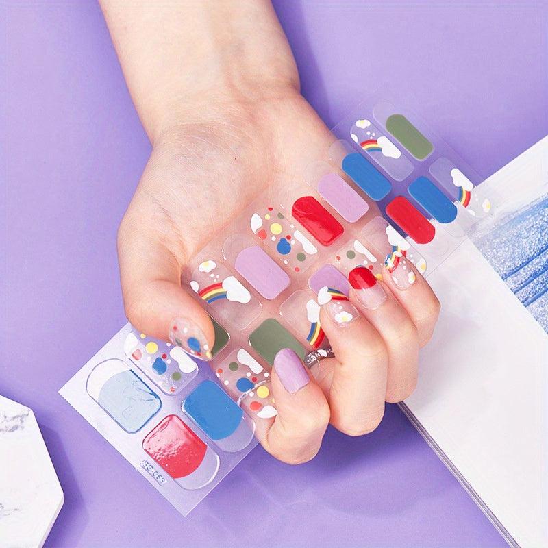 Colorful Flower Full Cover Nail Decal Strips Self Adhesive Manicure Kits