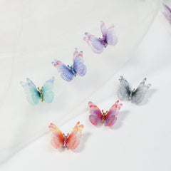 Butterfly 3D Nail Art with Glitter Rhinestones and Diamond Ornaments