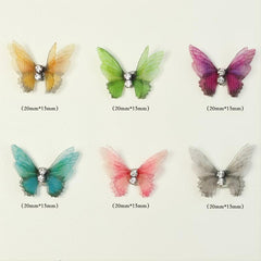 Butterfly 3D Nail Art with Glitter Rhinestones and Diamond Ornaments