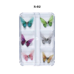 Butterfly 3D Nail Art with Glitter Rhinestones and Diamond Ornaments