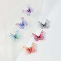 Butterfly 3D Nail Art with Glitter Rhinestones and Diamond Ornaments