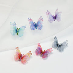 Butterfly 3D Nail Art with Glitter Rhinestones and Diamond Ornaments