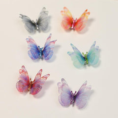 Butterfly 3D Nail Art with Glitter Rhinestones and Diamond Ornaments